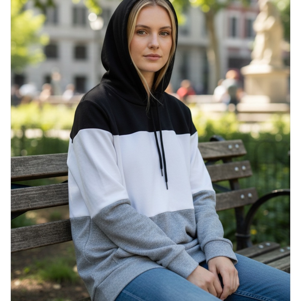Chic Nation Monochrome Hoodie - Black, White, and Gray